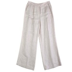 NWT Calvin Klein Women's Pant Linen Blend Wide Leg Career Oatmeal Pink 10